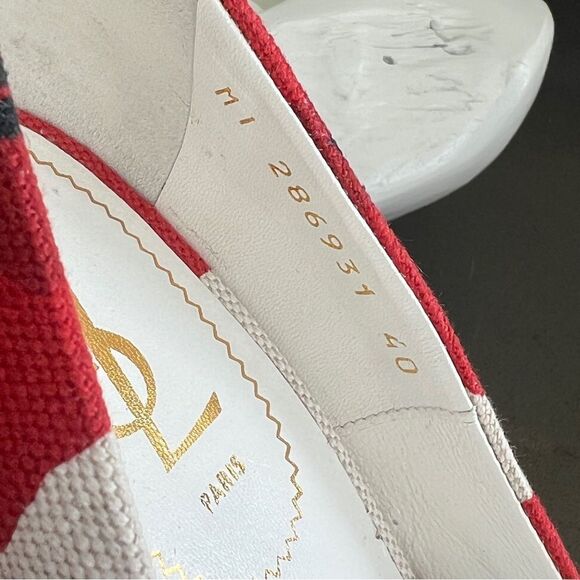 YSL Red Floral Canvas Wedge Heels - Size 40 - Picture 7 of 10